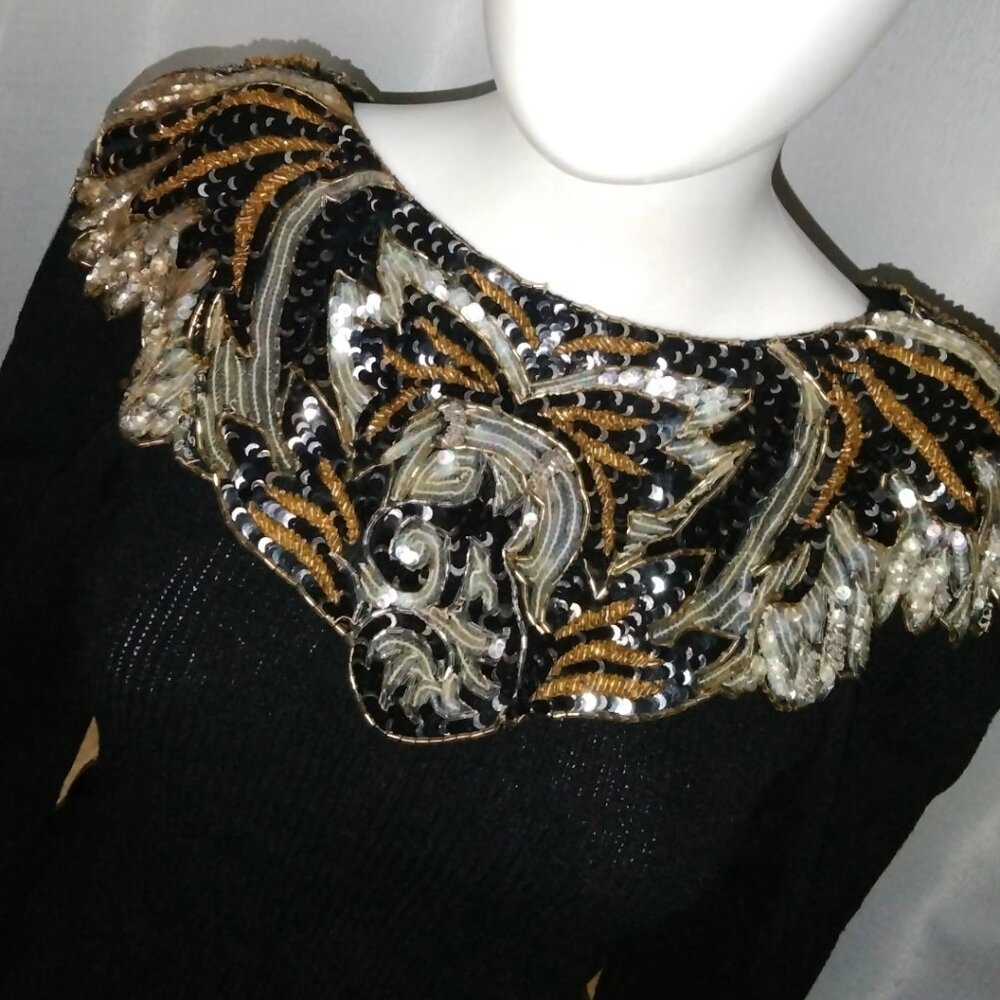 Intricate Beaded peplum sweater Top